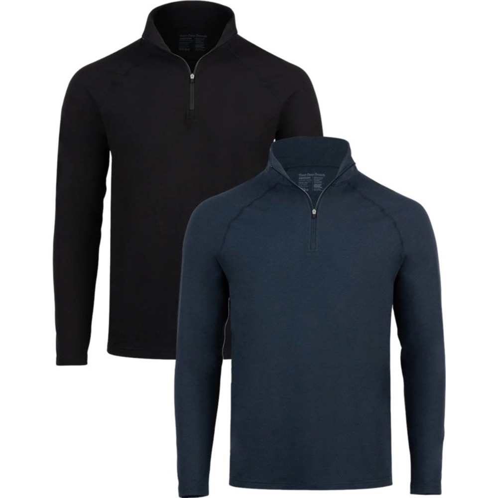 FRESH CLEAN THREADS XL Lot 2 Quarter Zip Pullover Black Navy Performance Stretch